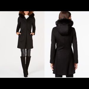 Goodfans Long Sleeve Hooded Jacket Womens Wool Coat Ladies Long Parka Faux Leather Goodfans Long Sleeve Hooded Jacket Womens Wool Coat Ladies Long Parka Faux Leather